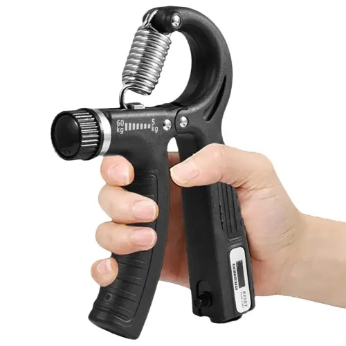 the gripper being squeezed in a hand